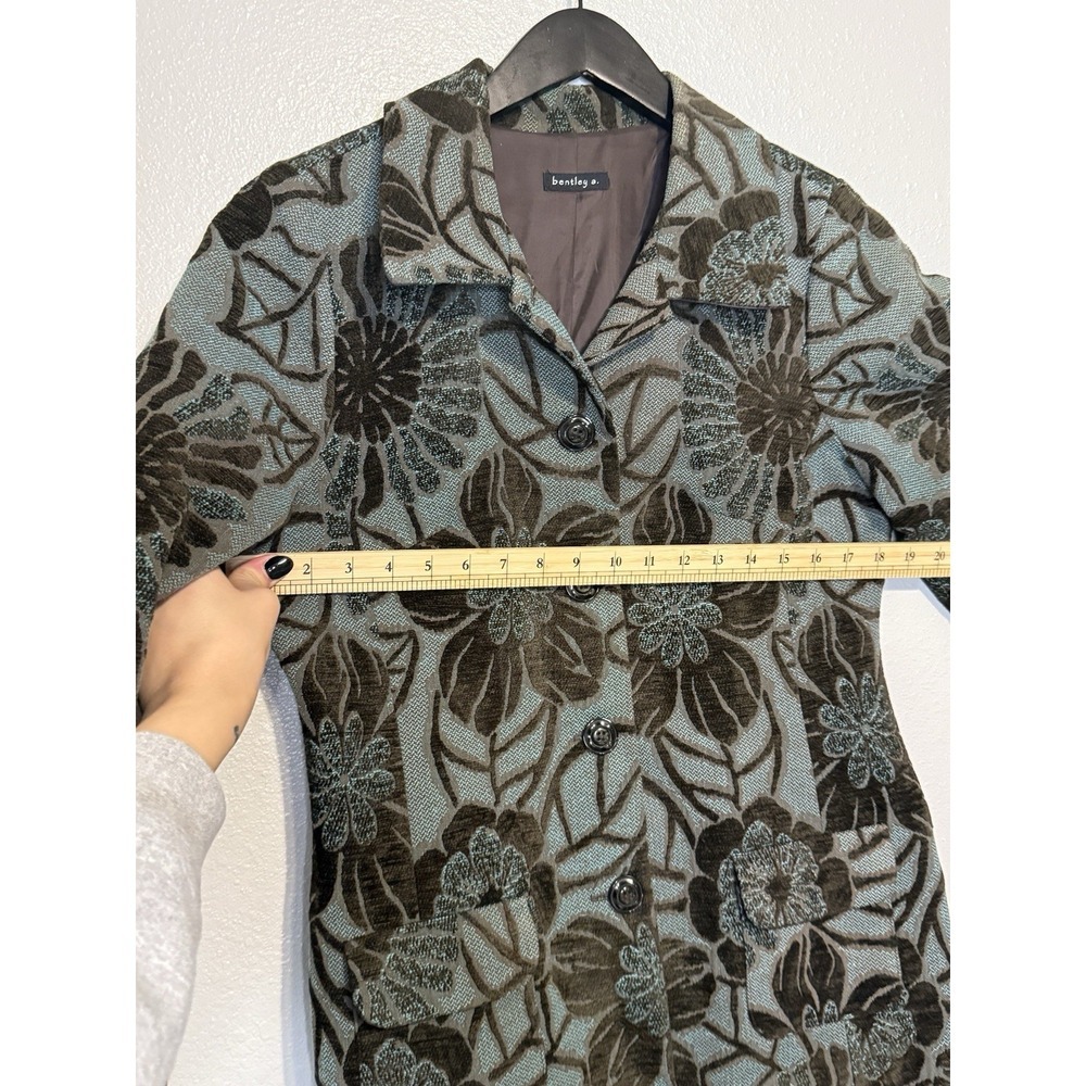Vintage Bentley a Floral Brocade Jacket Women's Size Medium Brown Blue Textured - Picture 6 of 7